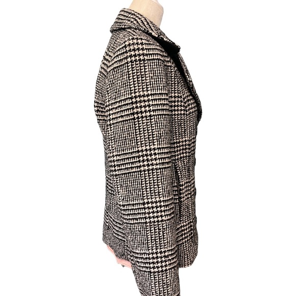 Banana Republic Houndstooth Double Breasted Wool Jacket Black White Size 10 Tall - Picture 7 of 12